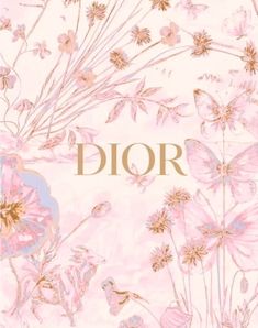 the front cover of dior's new perfume, featuring pink and gold flowers