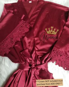 Beautiful Satin Lace robes with colors and sizes to choose from. Each robe includes a beautiful satin belt. Red Sweet 15 Dresses, Champagne And Burgundy Quinceanera Theme, Burgundy Gold Quince Dress, Quince Suprise Outfit Red, Red Quince Court, Red Quince Butterfly Theme, Quince Burgundy Theme, Sweet Sixteen Red Theme, Red Theme Quinceanera