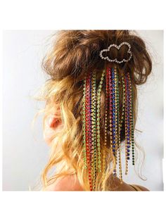 Rainbow Hair Accessories, Funfetti Party, Wedding Rainbow, Luna Girl, Hair Doos, Fringe Hair, Hair Chain, Rave Hair, Hair Comb Clips