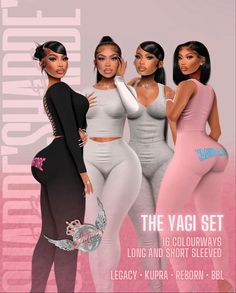 three women in white and pink outfits posing for the cover of their album, the vagi set