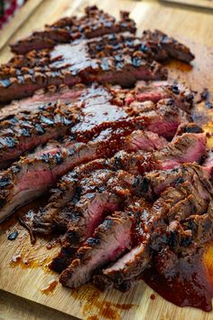 the steaks are cooked and ready to be eaten on the cutting board for consumption