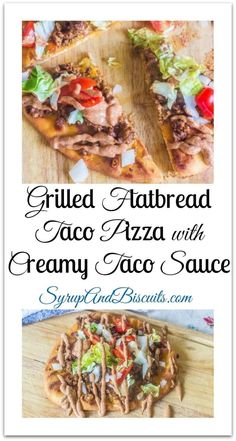 grilled flatbread taco pizza with creamy taco sauce