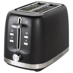 an image of a toaster that is black and silver