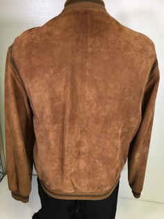 "This is a Light Weight nubuck buttery soft leather jacket. LINING (Full or Partial): f Measurements Chest: (Across chest armpit to armpit, doubled): 46\" Overall Length:26\" Sleeves (From outer edge of shoulder to outer cuff of sleeve): 26\" Shoulders (Across top of Shoulders): 18\"" Classic Leather Jacket With Suede Overlays, Classic Leather Jacket With Suede Lining, Classic Fitted Suede Leather Jacket, Classic Brown Suede Outerwear, Casual Suede Leather Jacket With Suede Overlays, Casual Suede Jacket With Suede Overlays, Brown Leather Jacket With Suede Lining, Casual Suede Leather Jacket With Overlays, Classic Brown Outerwear With Suede Overlays