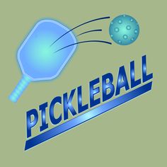 a pickleball logo with a blue ball coming out of it