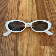 Cute Retro White Sunglasses. Never Worn, Only Tried On. A Few Tiny Scratches On Lenses Seen When Held Up To The Light (See Photo). Size: One Size White Retro Sunglasses, White Sunglasses Aesthetic, Chelsea Roberts, Preppy Sunglasses, Mia Aesthetic, Bridal Boutique Interior, 90s Sunglasses, American Summer, White Sunglasses