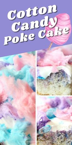 cotton candy poke cake with text overlay Birthday Cake Cotton Candy, Cotton Candy Poke Cake, Cotton Candy Birthday Cake, Cotton Candy Recipe, Cotton Candy Cake, White Chocolate Pudding, Yummy Nummies, Pastel Food, Cake Mix And Soda