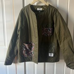 Never Worn, Euc Jacket From Vans. Olive Green With Liberty Collection Fabric Details. Size Women’s Medium. Green Patchwork Outerwear For Work, Vans Long Sleeve Fall Outerwear, Casual Vans Winter Outerwear, Vans Casual Winter Outerwear, Casual Vans Outerwear For Winter, Vans Long Sleeve Winter Outerwear, Vans Long Sleeve Outerwear For Spring, Spring Casual Vans Outerwear, Casual Vans Outerwear For Spring