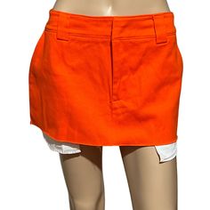 Bright Orange Denim Material Pockets Detailing Raw Hem Super Short Super Cute! L12 Forever 21 Skirts, Denim Material, Pocket Detail, Bright Orange, Color Orange, Denim Skirt, Forever 21, Womens Skirt, Super Cute