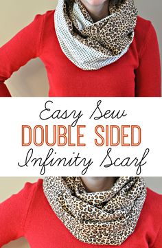 the easy sew double sided infinity scarf is an easy and quick project for beginners