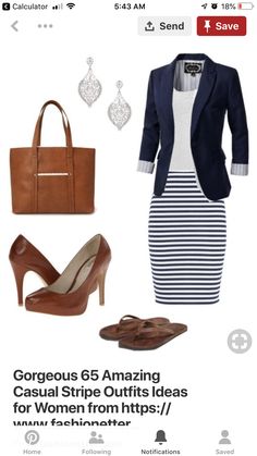 Teacher Dress, Rok Outfit, Outfit Essentials, Stripe Outfits, Summer Work Outfits, Work Clothes, Casual Work, Professional Outfits