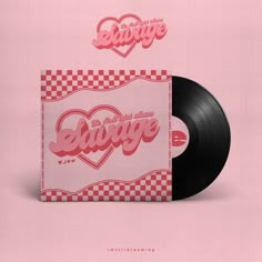 an album cover with pink and white checkered paper on it, featuring the words'love