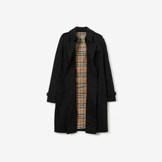 Mid-length Kensington Heritage Trench Coat in Black - Women | Burberry® Official Classic Long Raincoat For Fall, Classic Long Raincoat, Classic Long Single Breasted Raincoat, Classic Long Single-breasted Raincoat, Classic Gabardine Raincoat For Work, Classic Long Gabardine Raincoat, Burberry Trench, Burberry Trench Coat, Trench Coat Black