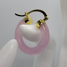 "These are lovely Lavender Jade Hoop Earrings in 925 Sterling Silver with Gold Vermeil See our full collection of Vintage Jade: https://www.etsy.com/shop/EastVillageBangles?section_id=38654118 Jade, a birthstone of August, is often the gemstone associated with the twelfth wedding anniversary.  Jade comes in Nephrite and Jadeite varieties, each a crystallized form of silica. Jade draws its name from the Latin ilia, meaning 'flanks, kidney area' giving rise to the informal \"loinstone\".  Jade is known as a symbol of good luck, longevity, and wisdom promoting self acceptance and love. Jade brings a restoring energy balancing Heart chakra.   Jade is a relatively hard stone rating 6.5 on the Mohs scale.  Jade can be cleaned with mild soap in warm water, and a soft toothbrush or cloth.  Avoid h Elegant Small Pink Hoop Earrings, Pink Small Hoop Pierced Earrings, Small Hoop Pink Pierced Earrings, Elegant Small Hoop Purple Earrings, Elegant Pink Beaded Hoop Earrings, Pink Round Pierced Hoop Earrings, Pink Round Huggie Earrings, Pink Hoop Pierced Earrings, Elegant Purple Small Hoop Earrings