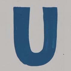 the letter u is painted blue and white