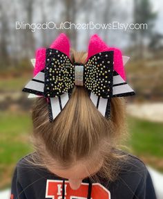 Pink Cheer Bow, Branford Connecticut, Pink Cheer Bows, Cheer Coach Gifts, Bling Bows, Cheer Camp, Diy Bling