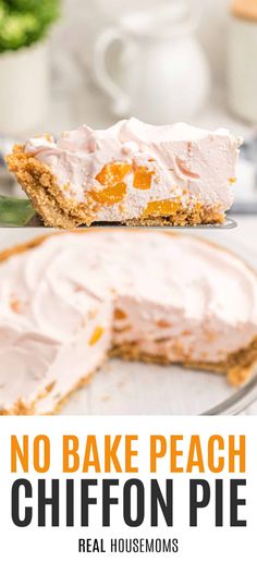 no bake peach chiffon pie with text overlay