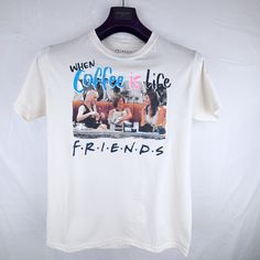 Friends T-Shirt With Tags Cream Color Base *T-Shirt Not Washed I Didn't Want To Remove Tag Brand-New Size Small Length 26 1/2" Pit To Pit 19" (Laying Flat) Friends Central Perk Coffee, Friends Thanksgiving, Friend Logo, Friends T Shirt, Friends Tee, Bleach T Shirts, Friends Tshirt, Coffee Is Life, Friends Tv Show