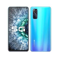 the new 5g smartphone is shown next to it's front and back cameras