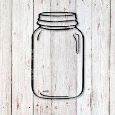 a drawing of a mason jar on a wooden background