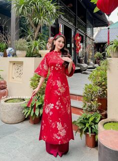 🌿 This set includes traditional Ao Dai, No pants. Style: Traditional Material: Very well made with high-quality silk Collar: traditional collar Please provide bust-waist-and hip measurements when placing your order to ensure the best fit for you. 🌿 NOTE: * Recommend gentle washing * Please contact us for any inquiries about size. We don't have an exchange policy for the wrong size * It is safe for a washer and dryer in a "delicate" setting. * Actual Ao Dai colors may differ up to 10% due to li Festive Traditional Cheongsam With Short Sleeves, Festive Traditional Short Sleeve Cheongsam, Traditional Cheongsam For Spring Festivals, Traditional Spring Festival Cheongsam, Spring Festival Traditional Cheongsam, Traditional Festive Spring Cheongsam, Spring Festive Traditional Cheongsam, Traditional Summer Festive Ao Dai, Traditional Red Ao Dai For Summer