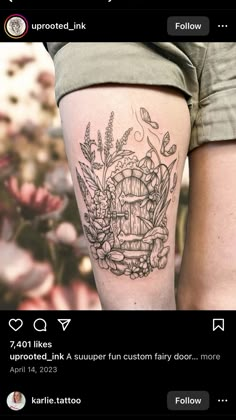 a woman's thigh with tattoos on it, and the text below reads i love you