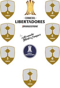 a group of emblems with the words liberadores on them in gold and white