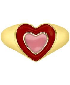 in stock Gold Heart-shaped Enamel Rings, Valentine's Day Yellow Gold Enamel Rings, Valentine's Day Gold Heart Enamel Ring, Pink Enamel Ring For Valentine's Day Gift, Gold Heart-shaped Enamel Ring For Anniversary, Gold Enamel Heart Ring For Anniversary, 14k Gold Heart Cut Red Heart Ring, 14k Gold Red Heart Cut Ring, Gold Enamel Rings For Valentine's Day