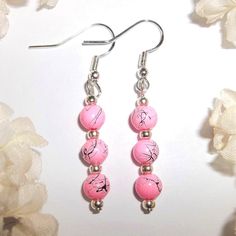 You Will Love This Cute Little Beaded Earring Set. Brand New & Handmade By Me - Wvluckygirl. Done With Hot Neon Pink Glass Beads With Black Splatters. They Have Silver Toned Costume Jewelry Beads. The Pair Dangle & Drop From 925 Sterling Silver French Fish Hook Ear Wires For Her Pierced Ears. Measure 2 Inches Tall & 1/4 Inch Wide. Each Single Earring Weighs 1.5 Grams. Very Lightweight! These Remind Me Of Something I Would Have Worn In The 1980's. Buy Them Now Before Someone Else Does! 80's Y2k F Sterling Silver Pink Dangling Bead Earrings, Pink Sterling Silver Dangling Earrings, Silver Hypoallergenic Beaded Earrings, Pink And Black Earrings, Adjustable Pink Sterling Silver Beaded Earrings, 2000s Earrings, Blue Pearl Earrings, Celtic Knot Jewelry, Animal Print Earrings