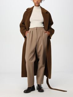 Coat MAX MARA Woman color Leather Structured Brown Outerwear For Fall, Brown Belted Outerwear For Work, Belted Brown Outerwear For Work, Coat For Woman, Max Mara Coat, Fall Winter 2024, Italian Fashion Designers, Winter 2024, Italian Fashion