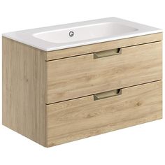 a bathroom vanity with two drawers and a sink in the middle, on a white background