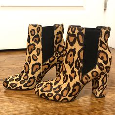 Nwt Sam Edelman Chelsea Boots In Leopard Print. Leopard Print Chelsea Boots, Leopard Print Closed Toe Heels For Fall, Fall Leopard Print Closed Toe Heels, Leopard Print Round Toe Heels For Fall, Fall Leopard Print Heels With Round Toe, Boot Print, Crazy Shoes, Sam Edelman Shoes, Black Tan