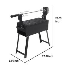 an image of a bbq grill with measurements for the top and bottom portion,