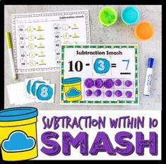 subtraction worksheet with numbers and shapes to make it easier for kids