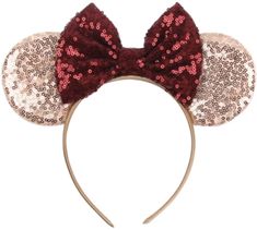 Rose Gold Minnie Ears, Burgundy Minnie Ears, Burgundy Mickey Ears, Rose Gold Mickey Ears, Rose Gold Disney Ears, Burgundy Disney Ears Perfect for birthday party, Halloween, Christmas, cosplay costume, travel, formal, Disneyland trips, family photos, or any Disney theme party. - Quantity: 1 - One size fits most - High quality headband for both adults and children - Flexible headband suitable for children and adult. Made of super soft fabric - Very comfortable to wear :) - Note: Only front side is Rose Gold Mickey Ears, Rose Gold Minnie Ears, Holiday Hair Accessories, Leopard Print Hair, Minnie Ears Headband, Rainbow Sparkle, Christmas Cosplay, Disney Theme Party, Glitter Crown