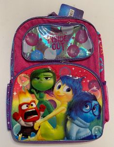 Disney Inside Out 16" Large Backpack Book Bag NEW!! Official Licensed Measurement: 16”(L) X 12”(W) X 5”(D) Front Zippered Compartment: 12”(L) X 12”(W) Brand New with Tag, Licensed Product Padded Adjustable Straps 2 Zippered Front Pockets 1 Side Pocket 1 Mesh Side Pocket Fun Travel Backpack With Zipper Closure, Fun School Bags With Zipper Closure, Fun Rectangular Backpack For End Of School Year, Fun Backpack For End Of School Year, Fun Rectangular Student Bag, Fun Travel Backpack For Back To School, Fun Standard Backpack For Back To School, Fun Back To School Backpack, Fun Back-to-school Backpack