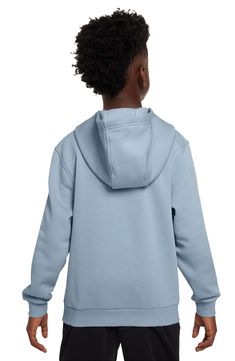 This quintessential, sporty hoodie is made from a cozy cotton blend and marked with an embroidered Futura logo, all in a scaled-down kids' size. Fixed hood Kangaroo pocket 80% cotton, 20% polyester Machine wash, tumble dry Imported Nike Cotton Hooded Sweatshirt, Nike Solid Color Hoodie With Drawstring, Nike Cotton Hoodie With Adjustable Hood, Nike Solid Color Hooded Sweatshirt, Nike Long Sleeve Hoodie, Nike Athleisure Hoodie, Nike Cotton Sports Hooded Jacket, Nike Cotton Hooded Sports Jacket, Nike Cotton Hoodie In Solid Color