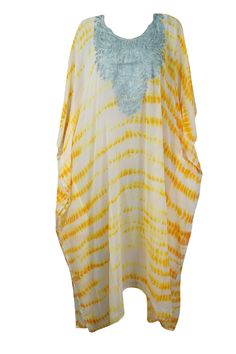 Womens Resort Wear, Yellow Kaftan, Yellow Kimono, Kimono Kaftan, Embroidered Caftan, Print Kimonos, Dress Yellow, Yellow Print, Kaftan Dress