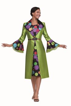 Serafina 6470 lime green polka dot jacket dress Fitted Green Sets For Fall, Green Formal Sets For Fall, Elegant Green Spring Outerwear, Fitted Green Outerwear For Spring, Batwing Sleeve Top, Dress Colors, Curvy Fashionista, Christian Fashion, Womens Dress Suits