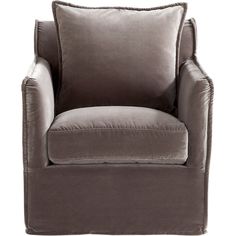 a gray chair with a pillow on it's back and seat cushion in the middle