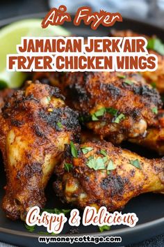 jamaican jelk air fryer chicken wings on a plate