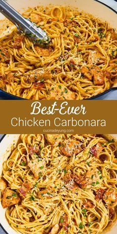 the best ever chicken carbonara in a skillet