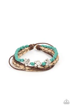 Paparazzi Raffia Remix Blue Sliding Knot Bracelet Sliding Knot Bracelet, Adjustable Sliding Knot, Flowers Stand, Sliding Knot Closure, Knot Bracelet, Silver Frames, Blue Wood, Sliding Knot, Yellow Stone