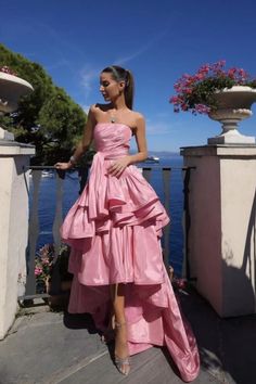 Dress For Formal Pink Tube Top Fashion Elegant Layered Long Satin Ball – Weitese Dress Pink Enchanted Forest, Enchanted Forest Dress, Fairytale Prom, Fairytale Prom Dress, 50 Aesthetic, Forest Dress, Fantasy Literature, Junior Prom Dresses