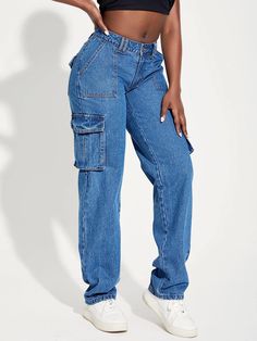 This Multi-Pocket Side Cargo Jeans is the perfect combination of style and functionality. These cargo pants feature an elastic waist, a high waistline, and a regular fit for comfort and ease of movement. With belt, button, knot, pocket, and zipper details, you'll have ample storage space for your essentials. Made of viscose fabric, these non-stretch jeans are durable and easy to care for. Details: Type: Cargo Pants Closure Type: Elastic Waist Details: Belted, Button, Knot, Pocket, Zipper Waist L Casual Cargo Jeans With Tapered Leg, Relaxed Fit Solid Cargo Jeans With Multiple Pockets, Solid Color Relaxed Fit Cargo Jeans With Multiple Pockets, Solid Relaxed Fit Cargo Jeans With Multiple Pockets, High Rise Relaxed Fit Cargo Pants With Side Pockets, Utility Bottoms With Multiple Pockets, Mid-rise Parachute Pants With Multiple Pockets, Relaxed Fit Mid-rise Parachute Pants With Pockets, Baggy High-waisted Cargo Jeans With Multiple Pockets