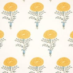 an orange and blue flower pattern on a white background