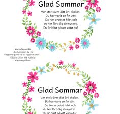 two flowered frames with the words glad sommar and an image of flowers