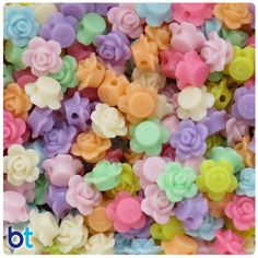 many different colors of plastic flowers