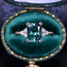 2Ct Cushion Green Moissanite Vintage Engagement Ring Vintage Inspired Wedding Rings, Green Moissanite Ring, Cushion Moissanite Engagement Ring, Green Moissanite, Future Engagement Rings, Engagement Rings Cushion, Vintage Engagement Ring, Engagement Rings Marquise, 14k Rose Gold Ring