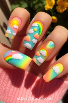 Bright nails are colorful and eye-catching, perfect for adding a pop of excitement to any look.  They are also a great choice for summer!  This post contains 39 ideas for bright nails, including: simple, cute, inspo, classy, elegant, fun, funky, edgy, neon, ideas, art, summer, designs, acrylic, short, for spring, almond. Bright Color Nails, Summer Bright Nails, Stray Kids Nails, Pride Nail Art, Design Summer Nails, Neon Ideas, Nails Design Summer